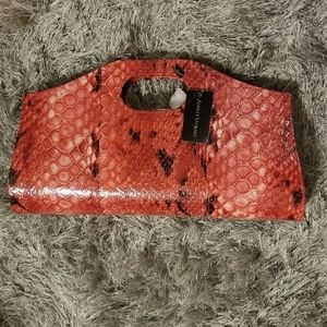Red Snakeskin Clutch Purse